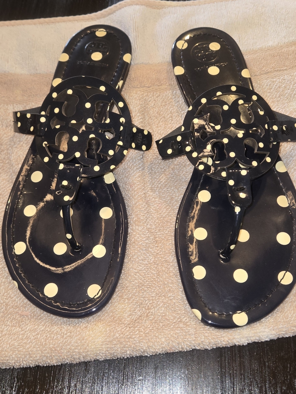 Tory Burch Blue Polka Dot Women's Thong Sandals